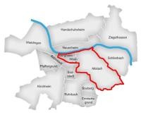 Ausrückegebiet der Abteilung Altstadt im Stadtplan eingezeichnet