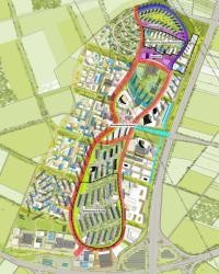 Grafische Darstellung der aktuellen Wettbewerbsbereiche für PHV. Der Bereich für das Ankunftszentrum ist schwarz umrandet. (Foto: Stadt Heidelberg) Eine grafische Darstellung