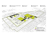Beim Projekt „Grünes Band des Wissens“ werden ausgewählte Orte der kulturellen Bildung, wie das Stadtteilzentrum in der Chapel, das geplante Mark Twain Center in der ehemaligen Kommandantur, die Praxishochschule im Torhaus sowie der Karlstorbahnhof und das Kreativwirtschaftszentrum in den ehemaligen Stallungen über zentrale öffentliche Freiräume (Sequenz von Torhausplatz – Paradeplatz – und Reitplatz sowie der Park an der Kommandantur) miteinander verknüpft (Kartografie Peh & Schefczik).