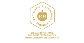 Logo: Pressestelle des Jahres 2016 - Die Auszeichnung des Bundesverbandes Deutscher Pressesprecher